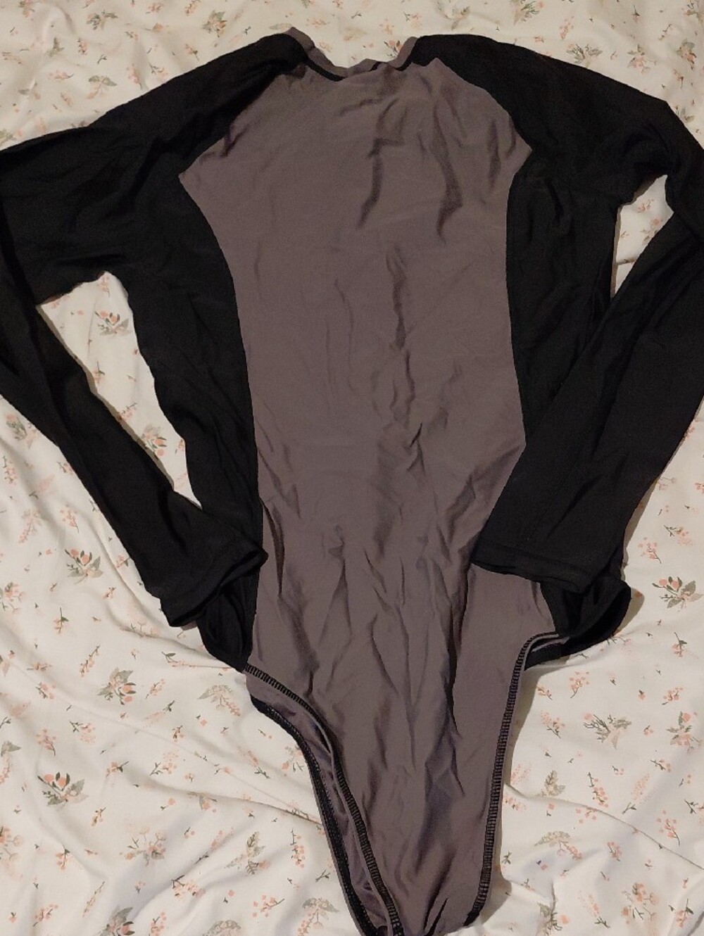 Volcom Gray and Black Long Sleeve One-Piece Rash Guard - Picture 6 of 8